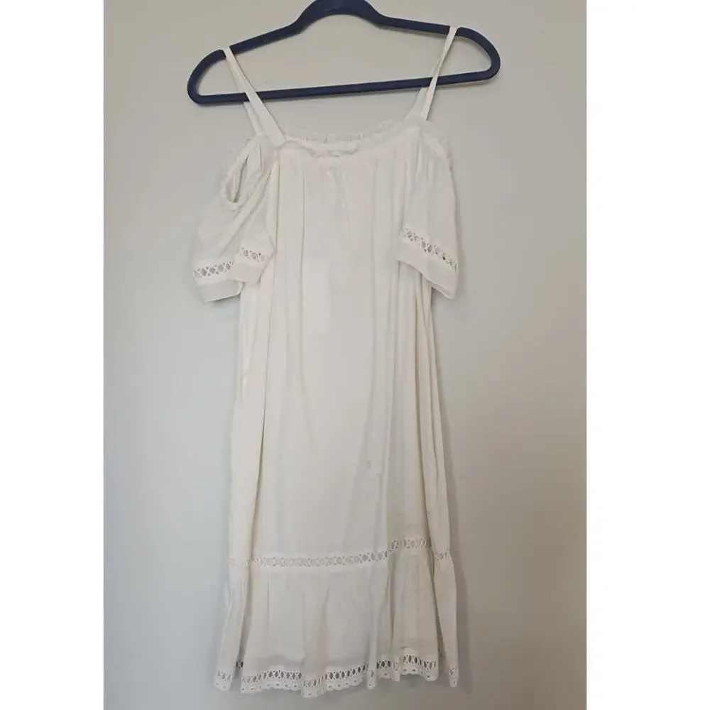 Ella Moss Brigitte Ruffle Dress – White – Size XS - Picture 3 of 5